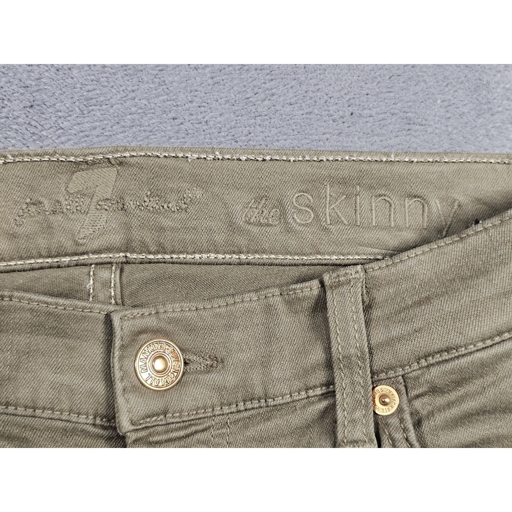 7 For All Mankind The Skinny Jeans Womens 26 Olive Green Stretch USA - Picture 2 of 10